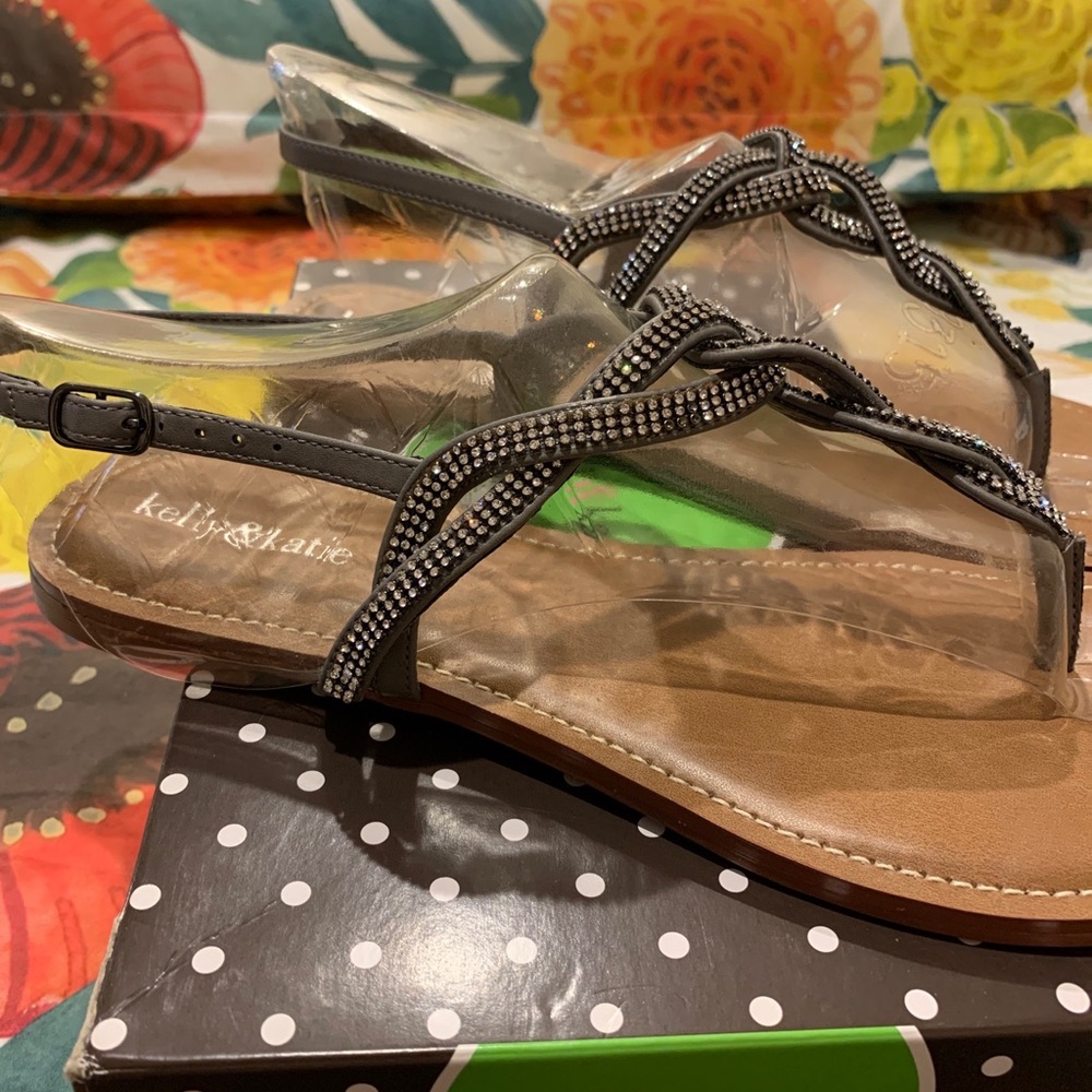 Gray braided slingback Sandals sz 10 - Picture 5 of 10